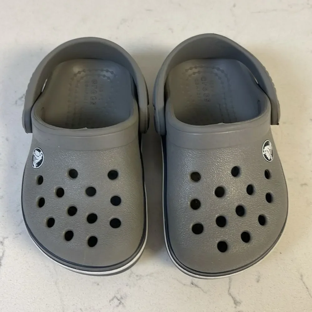 Crocs Unisex Kids Crocband Clog Size 4 Grey & Navy Blue